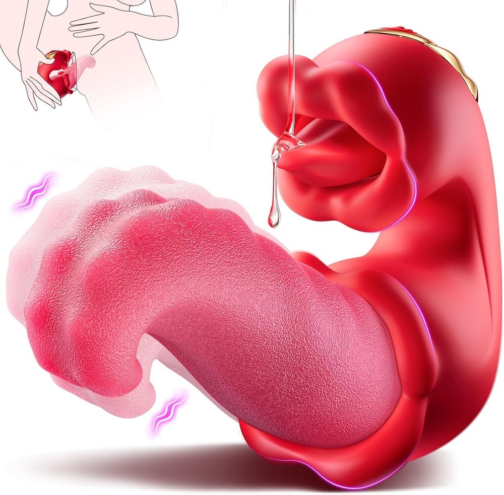 Clit Licking Tongue Rose Vibrator with G-Spot Stimulator for Women