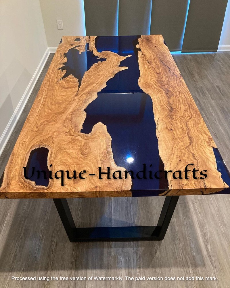 Blue Epoxy Coffee Table Top, Epoxy Wooden Center Table, Christmas Decors