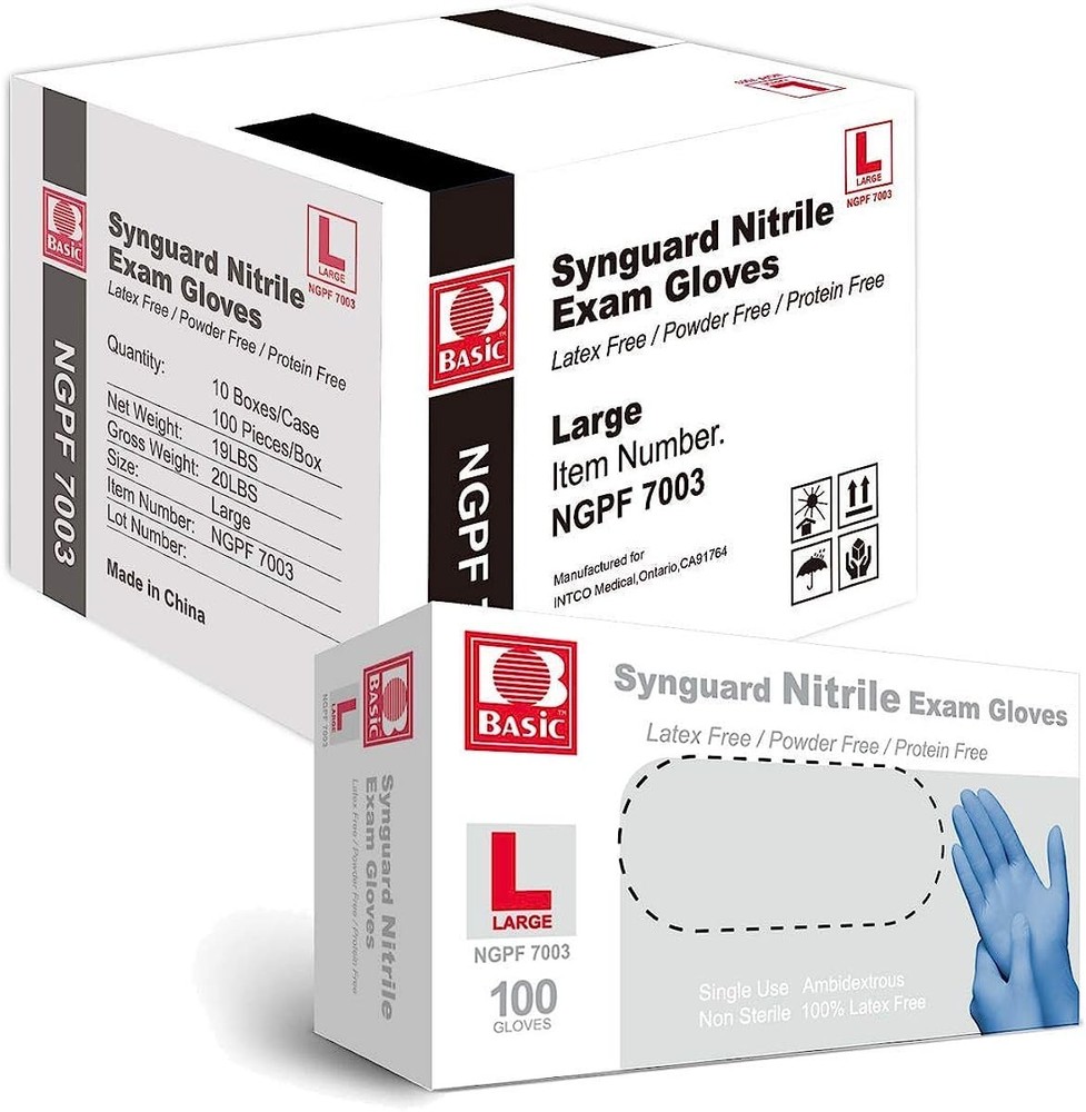 Medical Blue Nitrile Exam Gloves Latex-Free Powder-Free NGPF-7003 Case