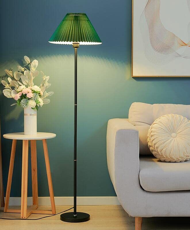 Modern Elegant Black Pole Floor Lamp Simple Design Tall Lamp with Dark Green ...
