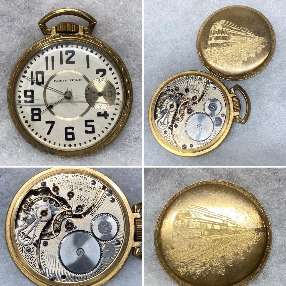 HTF 1909 South Bend Model 2 Grade 212 16s 17J Train Themed Case