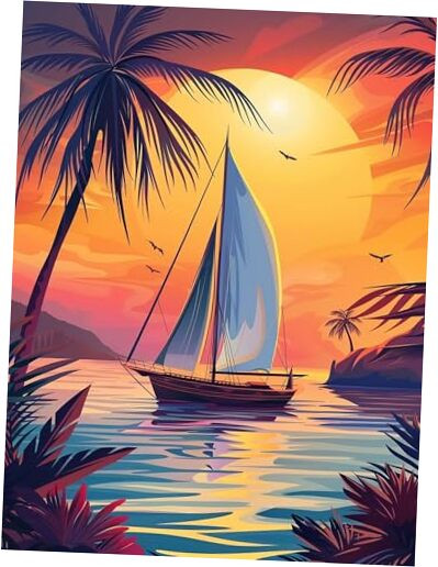 5D Diamond Painting Kit – Sailboat by Number Craft for Adults