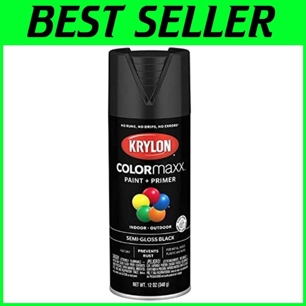 Black Spray Paint & Primer Combo, Semi-Gloss - Pack of 6