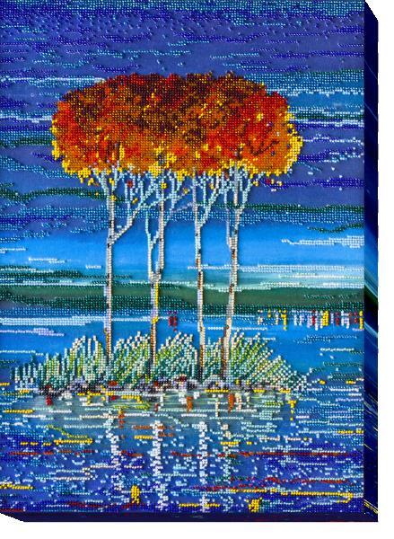 Bead embroidery kit Fire azure-2 needlework kit Art canvas beadwork pattern