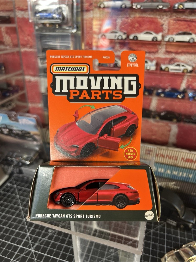 Matchbox 2024 Porsche Taycan GTS Sport Turismo Red Moving Parts HVM84