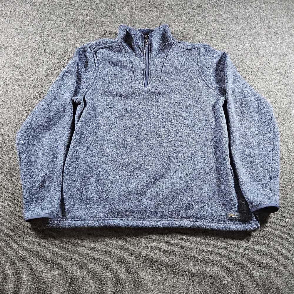Orvis Sweater Mens Large Blue Fleece Quarter Zip Mock Neck Pullover Outdoor