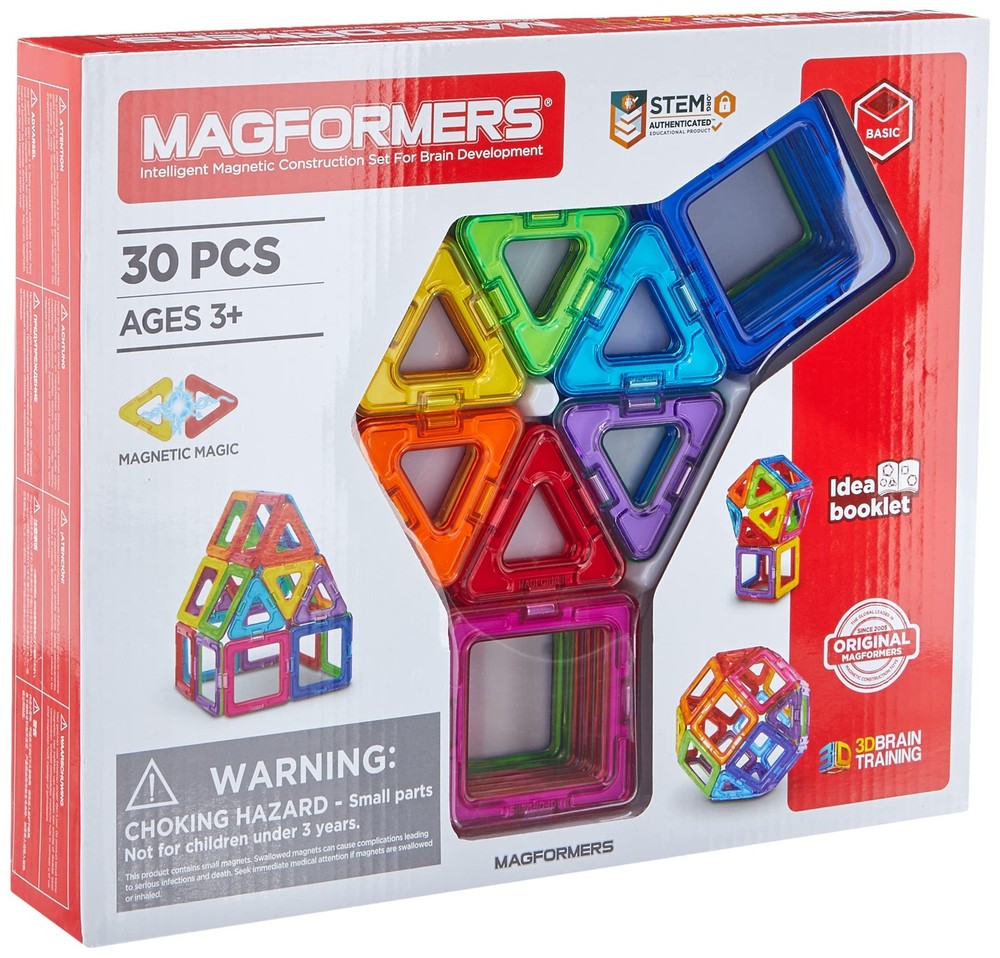 Magformers 30-Piece Magnetic Tiles Toy. STEM Set. Educational Teaching Resource