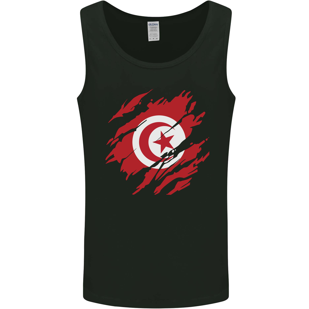 Torn Tunisia Flag チュニジアデー フットボール メンズ ベスト タンクトップ