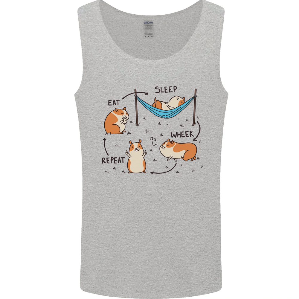 Funny Hamster Eat Sleep Wheek Repeat Mens Vest Tank Top