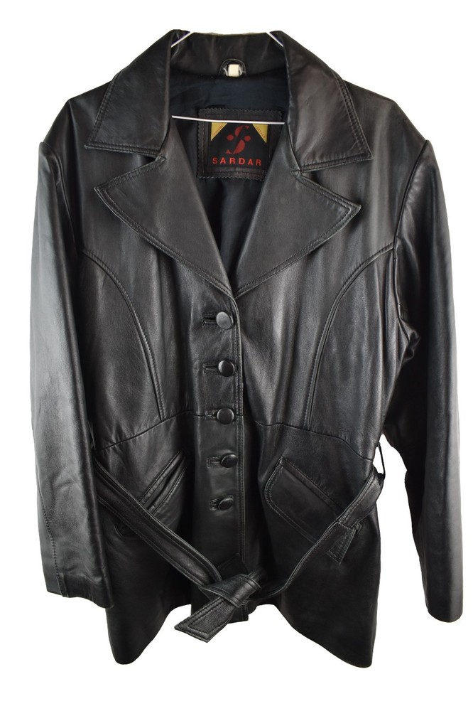 SARDAR Black Leather Coat Chest size 40