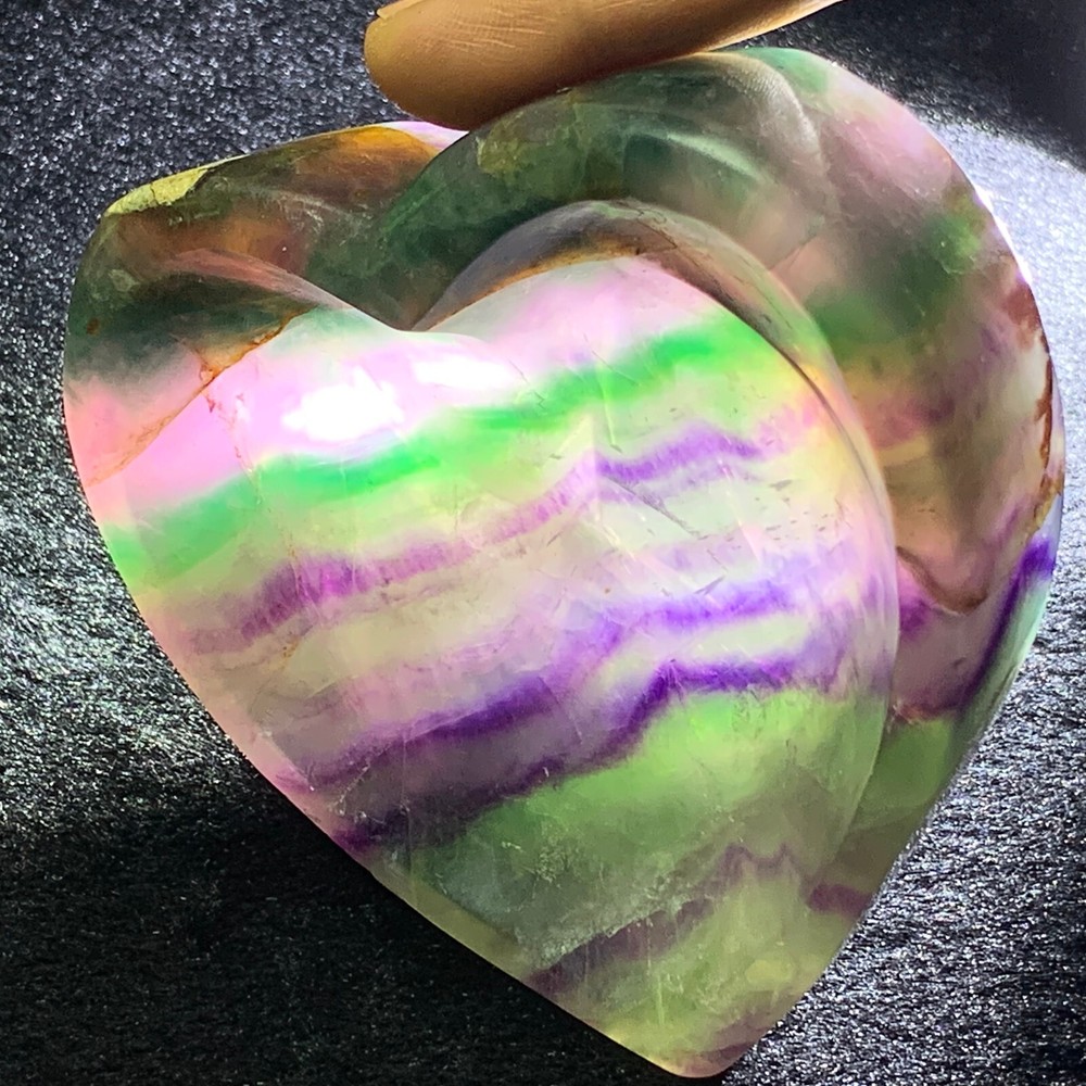 1.17LB Natura Rainbow Fluorite Quartz Ashtray – Hand Carved Healing Crystal