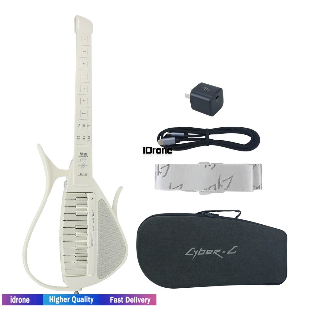 White Cyber-G Multifunctional Electric Guitar Intelligent Stringless MIDI Guitar