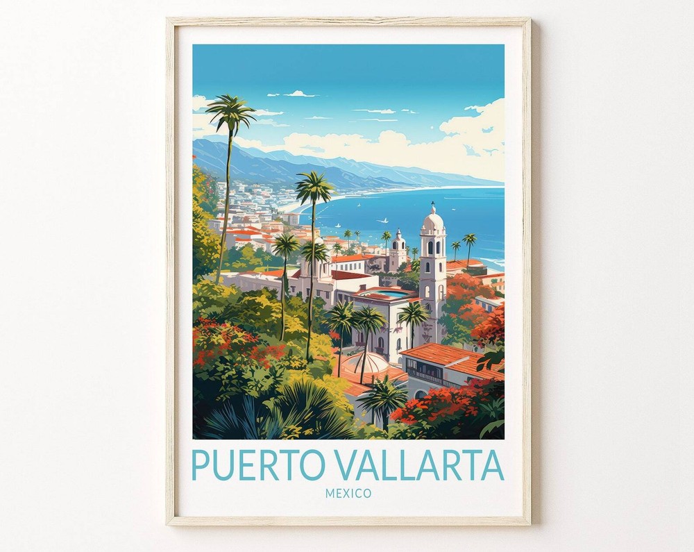 Puerto Vallarta Mexico Travel Poster Puerto Vallarta Travel Poster Print Mexico