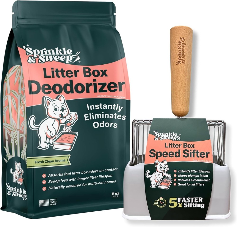 Sprinkle & Sweep Litter Box Deodorizer - Cat 4 Ounce (Pack of 2), Green