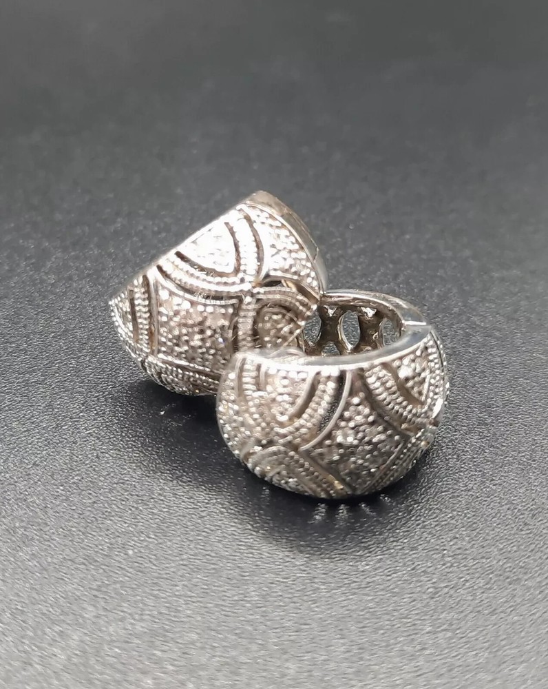 1.5Ct Lab Diamond Hoop Huggie Earrings in 14K White Gold Plated