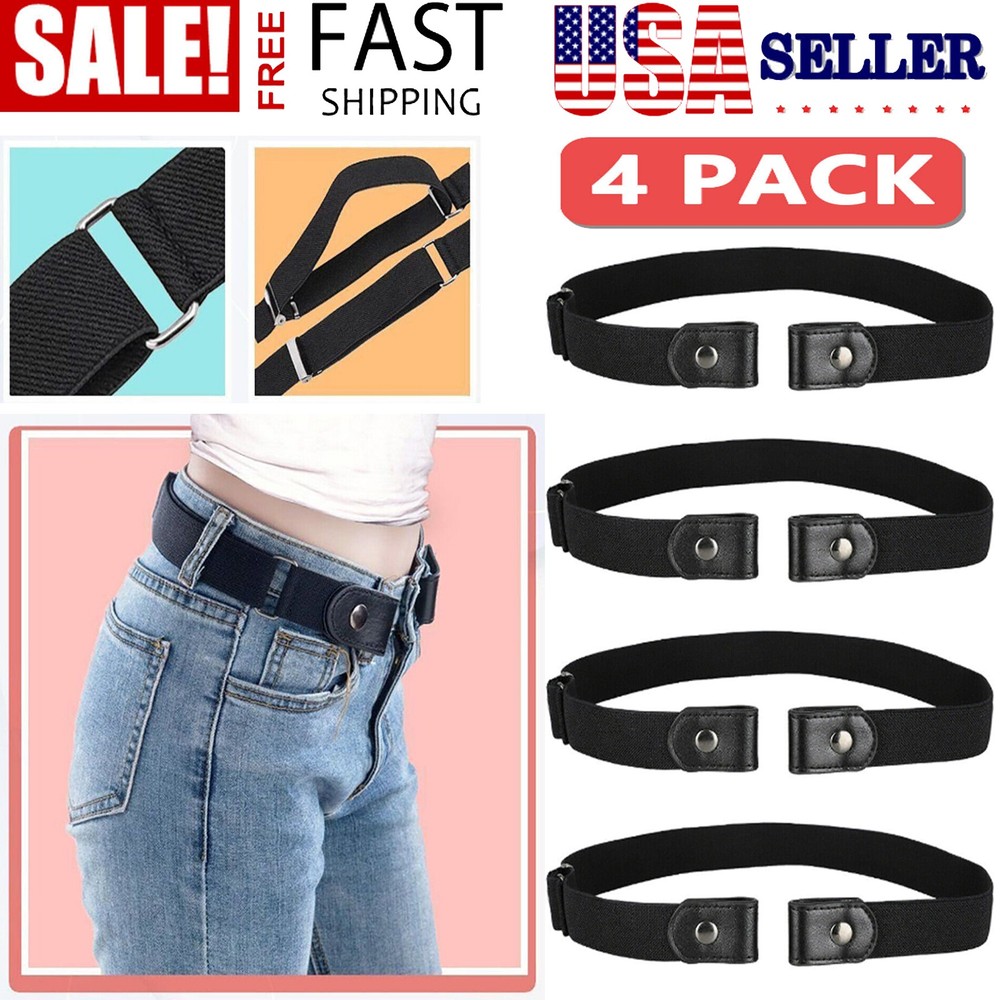 4X Men Women  Buckle-free Elastic Invisible Waist Belt for Jeans No Bulge Hassle