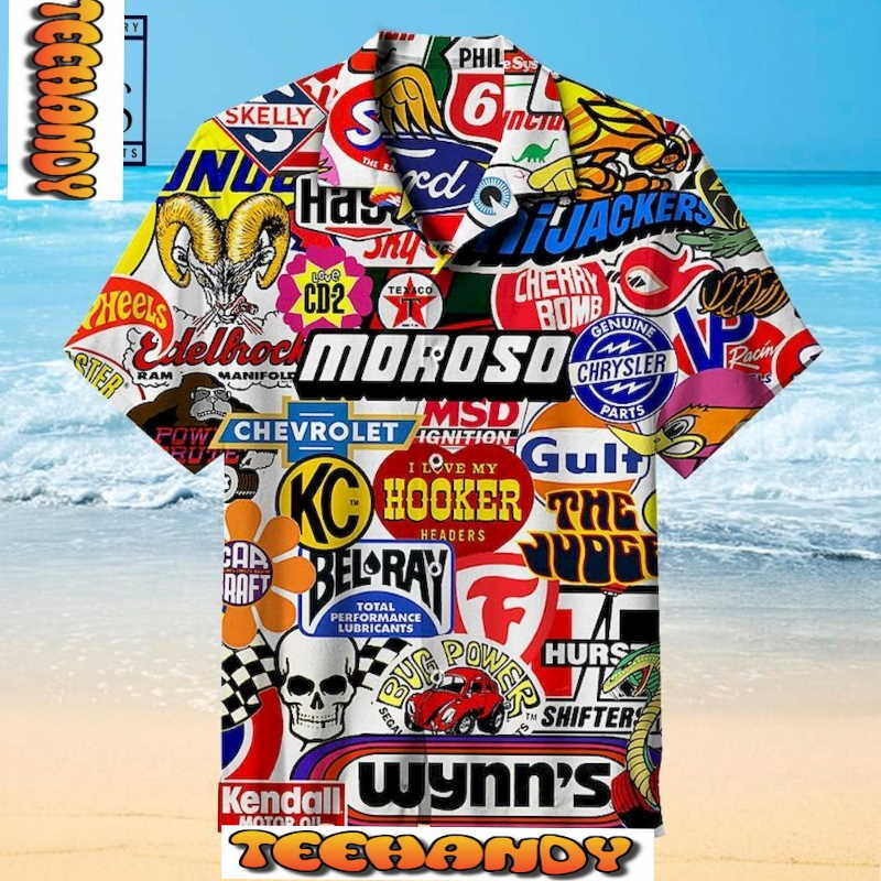 Race Car Label Hawaiian Shirt 3D Short Sleeve Summer Beach Size S - 5XL