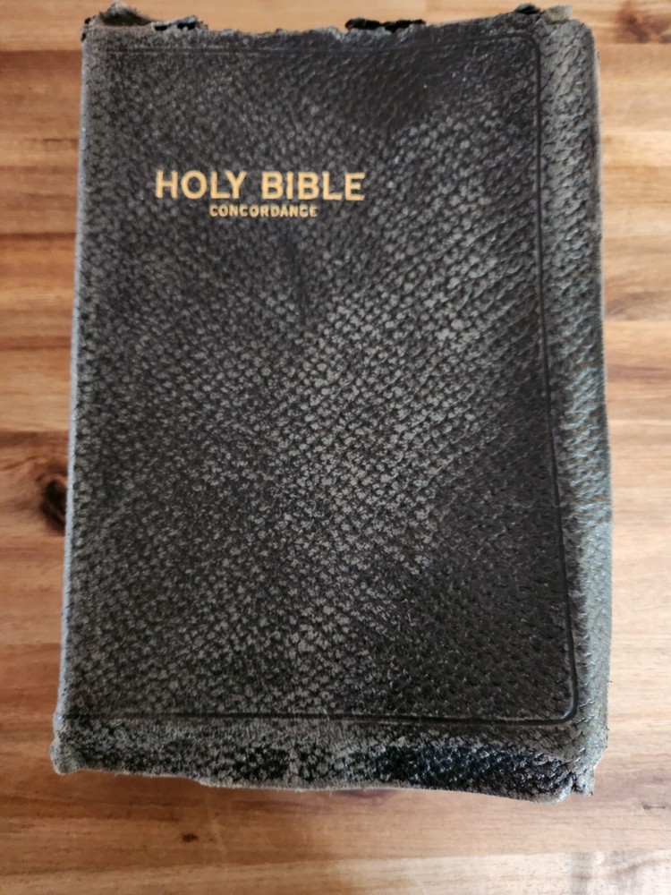 Antique 1913 Holy Bible Red Letter  KJV Genuine Leather Printed In USA