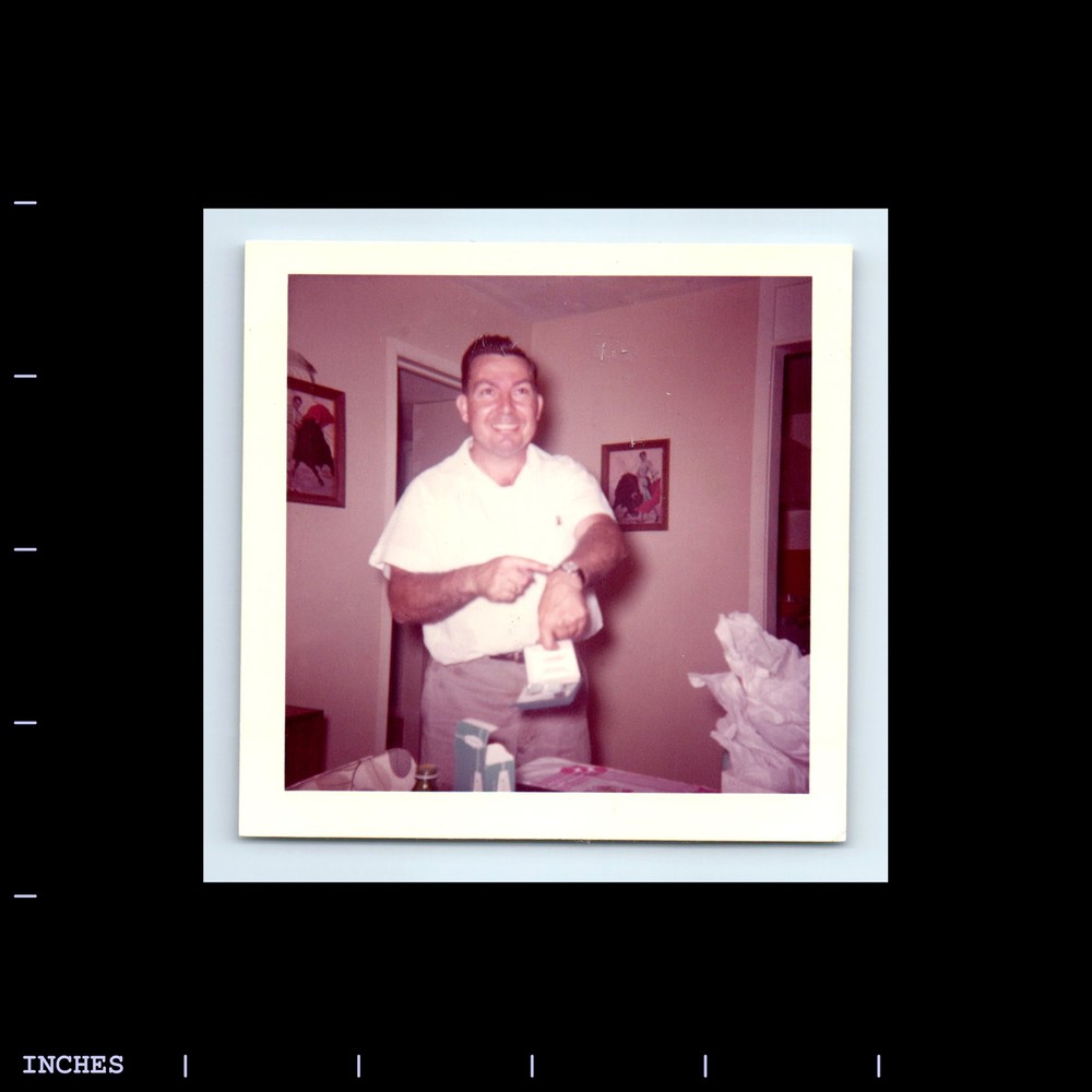 Square Color Photo MAN POINTING AT WATCH