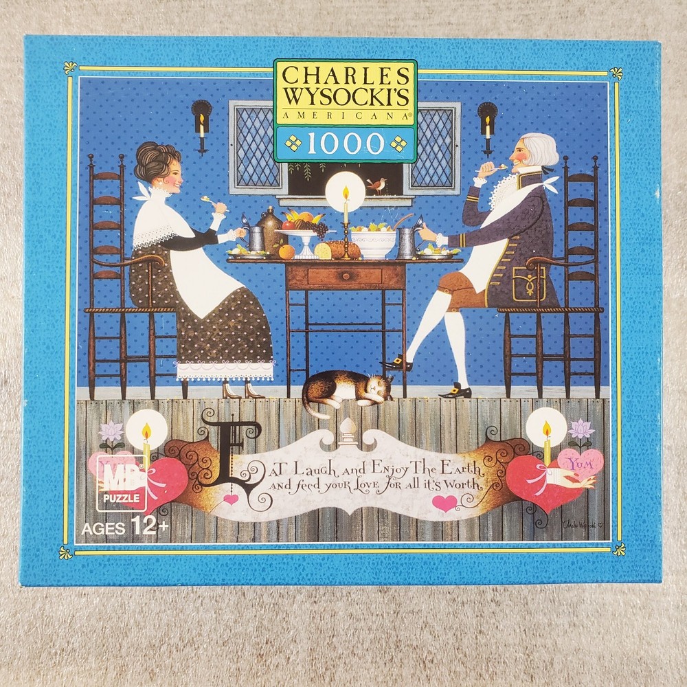 Charles Wysocki Dining Sweethearts 1000 PC Puzzle Hasbro MB SEALED New