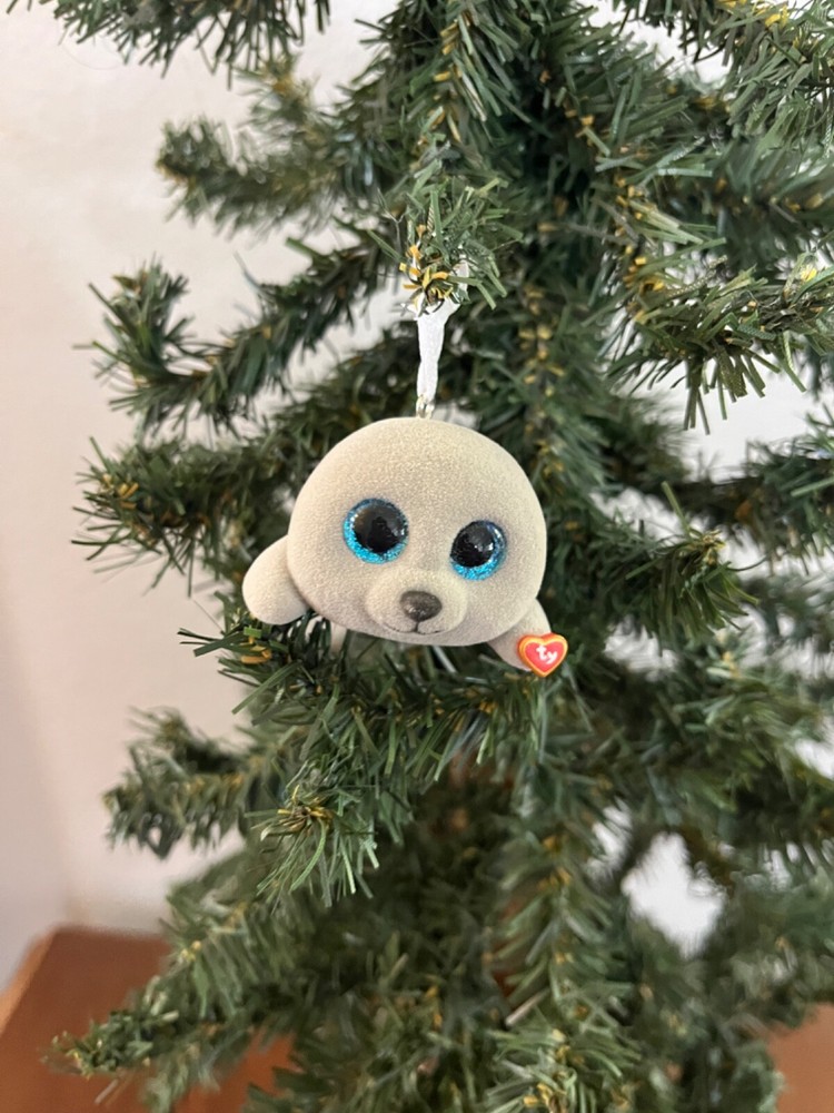 Beanie Boos Grey Velvet Seal Christmas Ornament