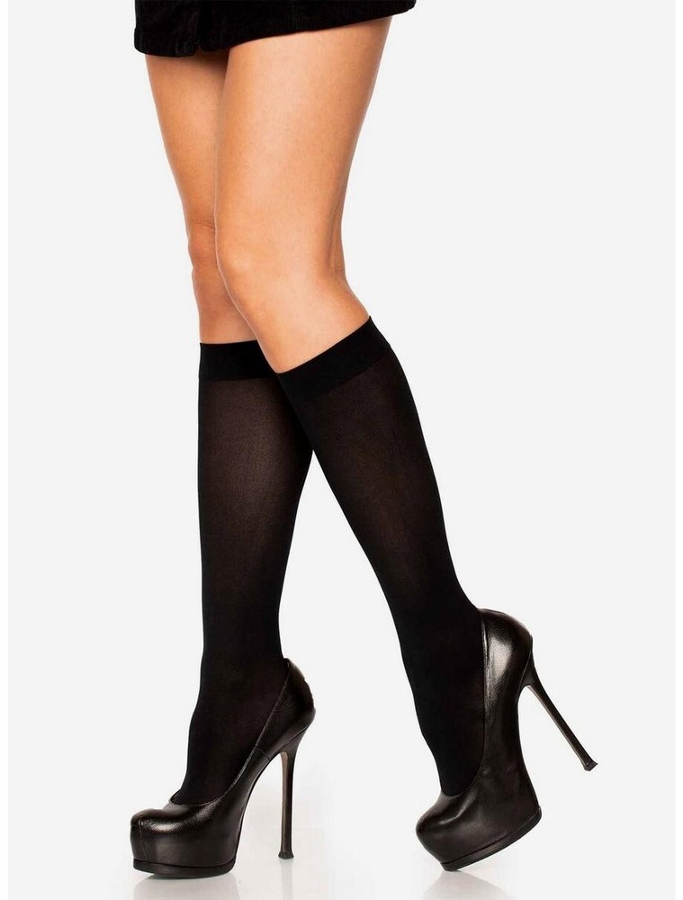 HOT TOPIC 3 Pairs Basic Black Knee High Socks Sz 4-10 POLYESTER NWT