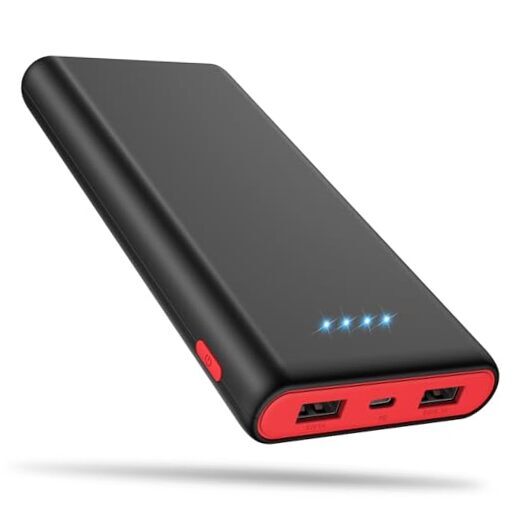 Portable Charger Power Bank 25800mAh,Ultra-High Capacity PD3.0 Fast A-Black-Red