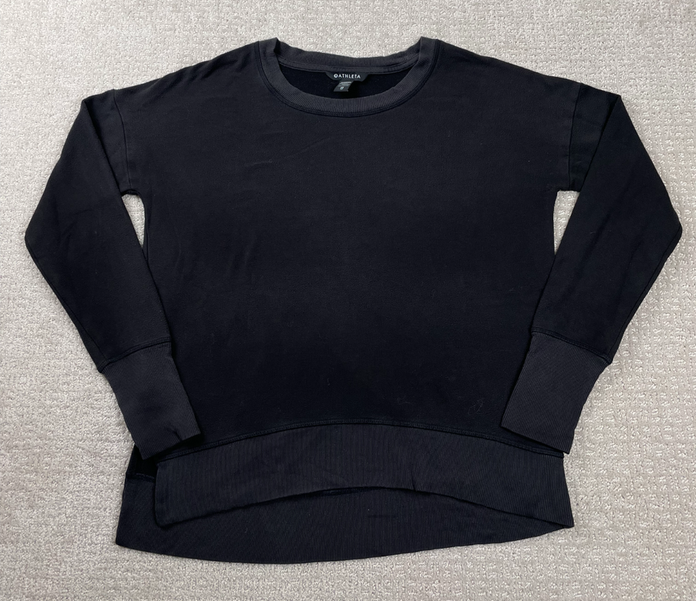 Athleta Sweatshirt Womens XS Black Coaster Luxe Crewneck Pullover Long Sleeve