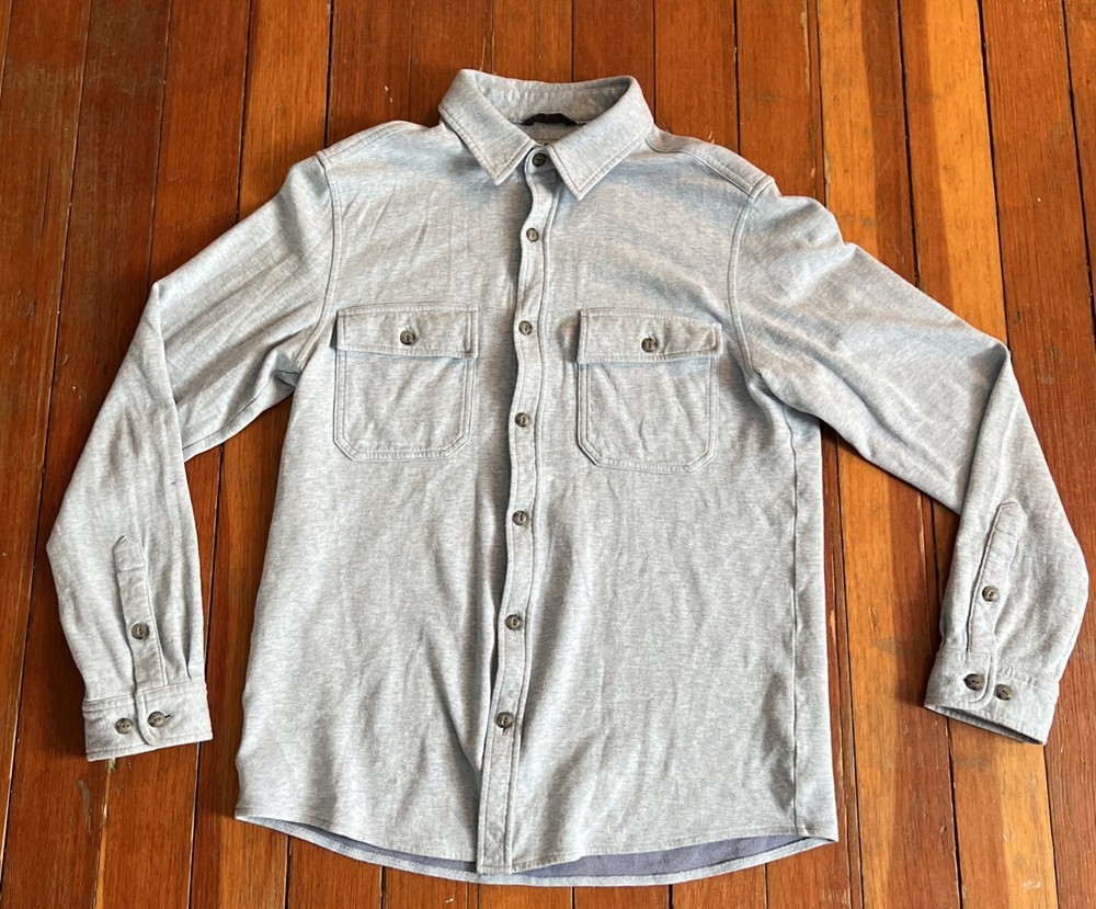Men’s L.L. Bean Washed Cotton Double Knit Chamois Shirt Surf blue heather. Med
