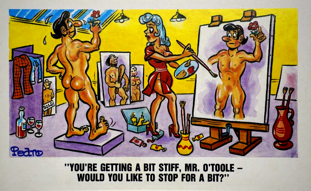 Postcard Seaside Comic Saucy Risqué Painting Studio Art Atelier Sunny Pedro 255