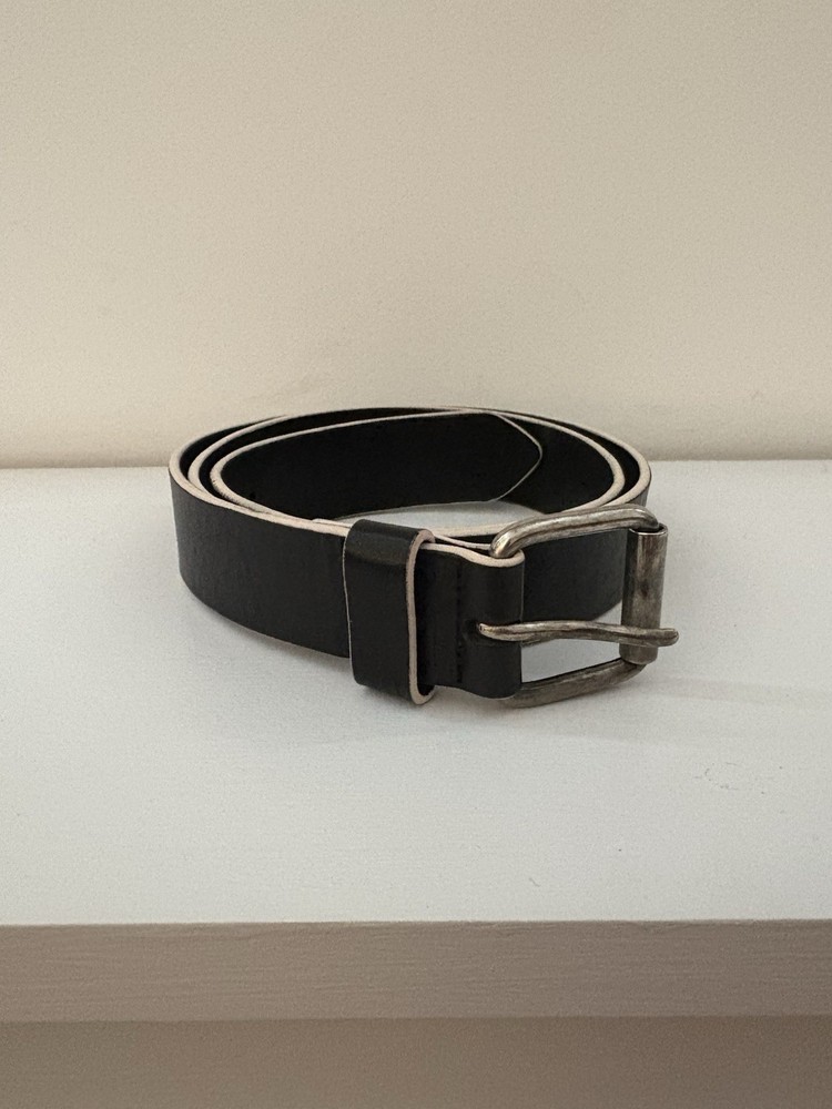 Dries Van Noten Men’s Leather Belt Size Small 56 Black With White Trim