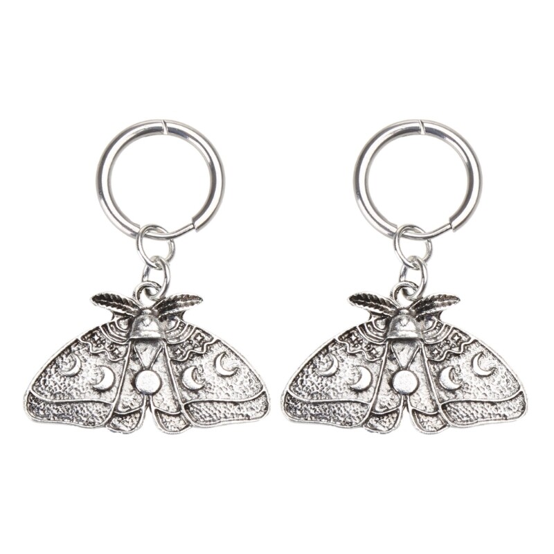 Exaggerated Metal Earrings Fashion Novel Moth Moon Pendant Earrings Female