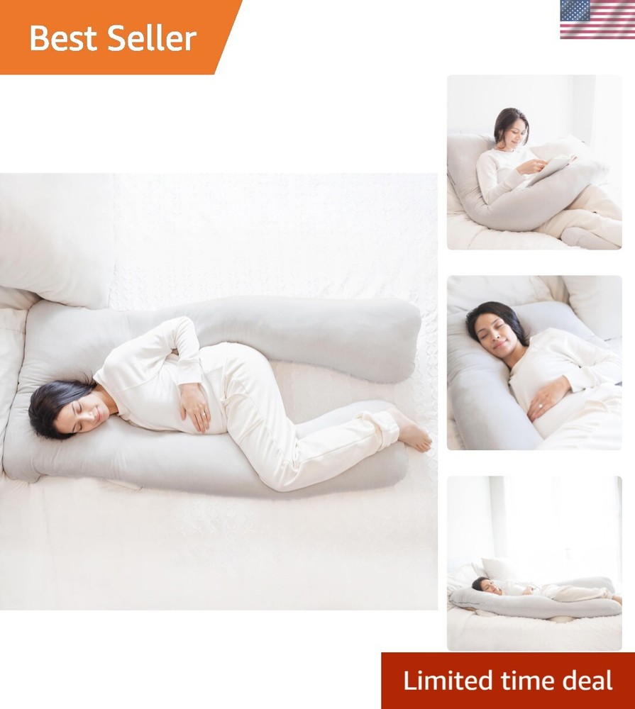Ultra Soft Full Body Support Pillow for Side Sleepers - Removable Grey Cover