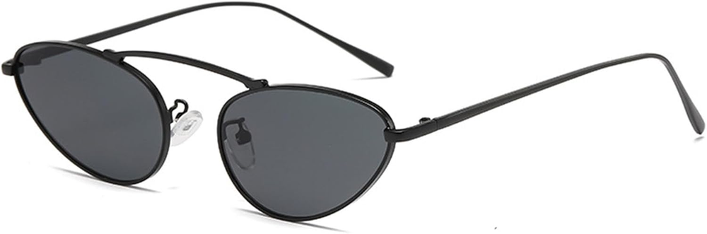 Fashion Retro Narrow Cat Eye Sunglasses for Women Trendy Fun Small Metal Frame S
