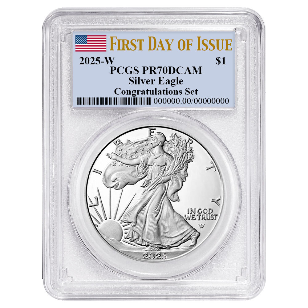 Presale - 2025-W Proof $1 American Silver Eagle Congratulations Set PCGS PR70...-image
