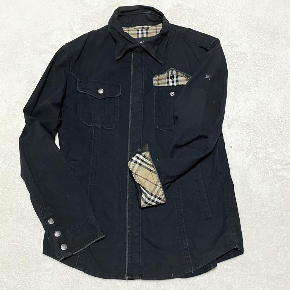 Burberry Black Label denim jacket L black Nova check F/S from Japan