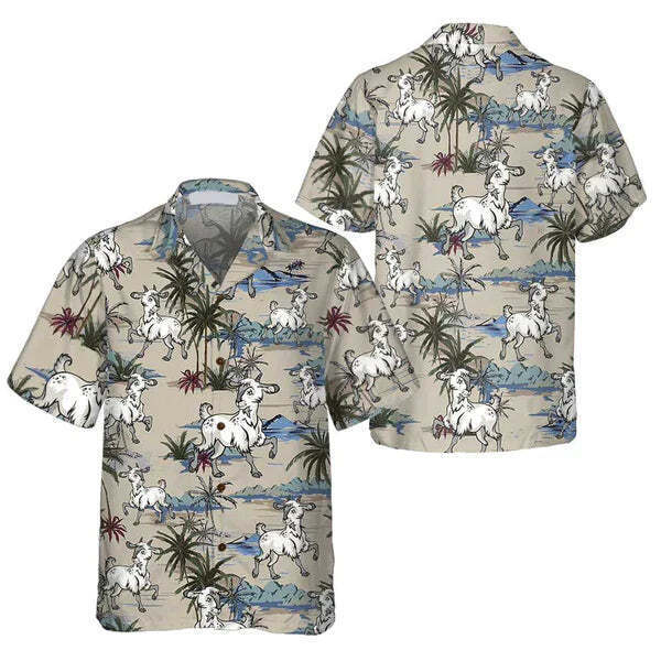 GOAT ISLAND All Printed 3D Hawaiian Shirt for Men and Women, Perfect Summer Gift Idea with Vibrant Patterns and Breathable Fit