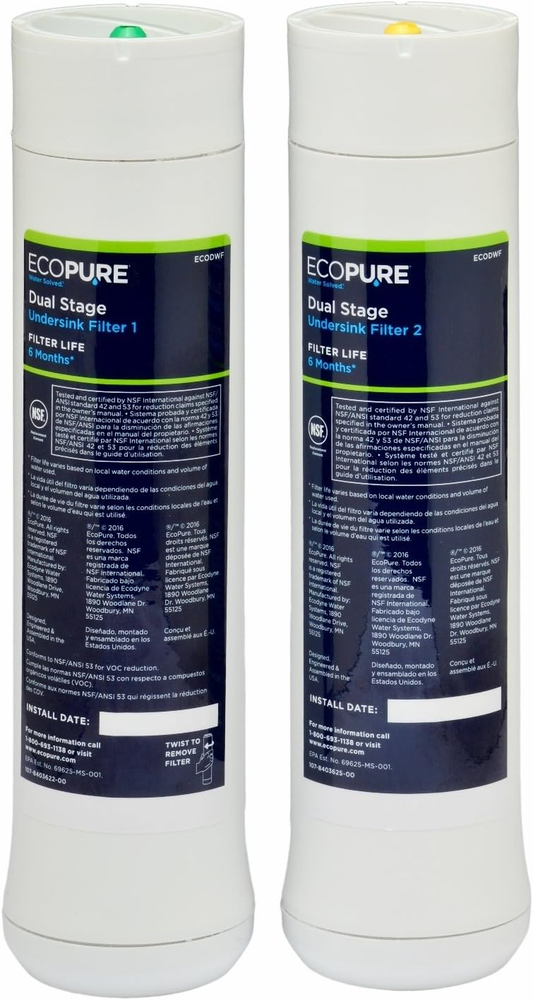 Dual Stage under Sink  Water Set (ECODWF) | NSF Certified | Fits ECOP20 System |