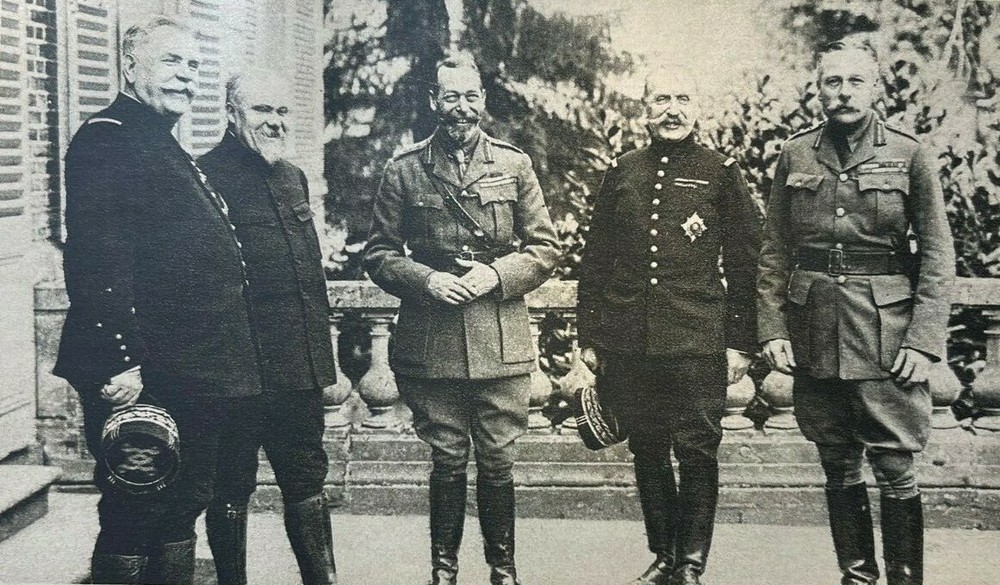 1916 Vintage WWI Illustration General Joffre President Poincare King George