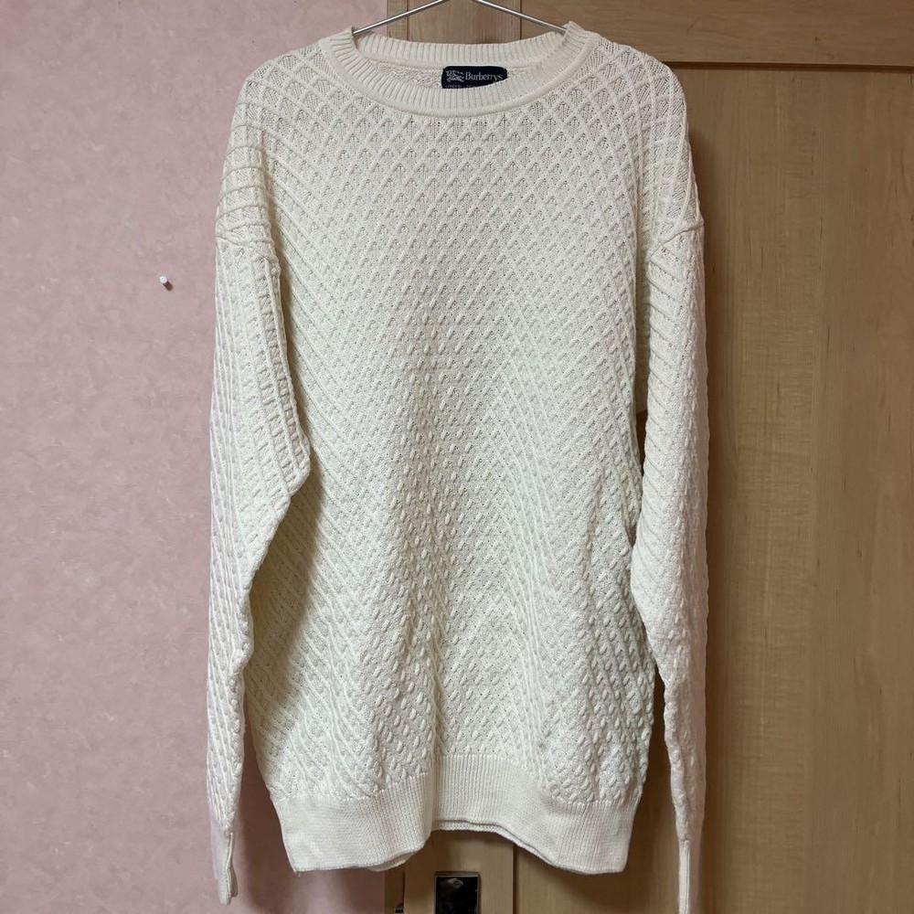 Burberry White 100% Cotton Sweater Men's Fashion from Japan