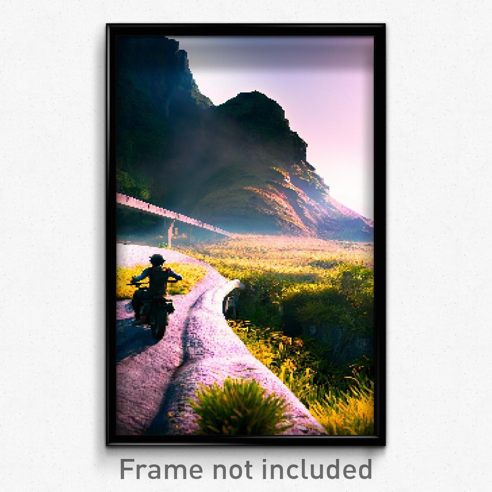 8 Bit Psychedelic Trippy Pixel Art Poster in Narrow Mount
