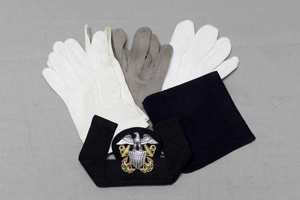 US Navy Group – Gloves and Officer Cap Insignia . FLU4800