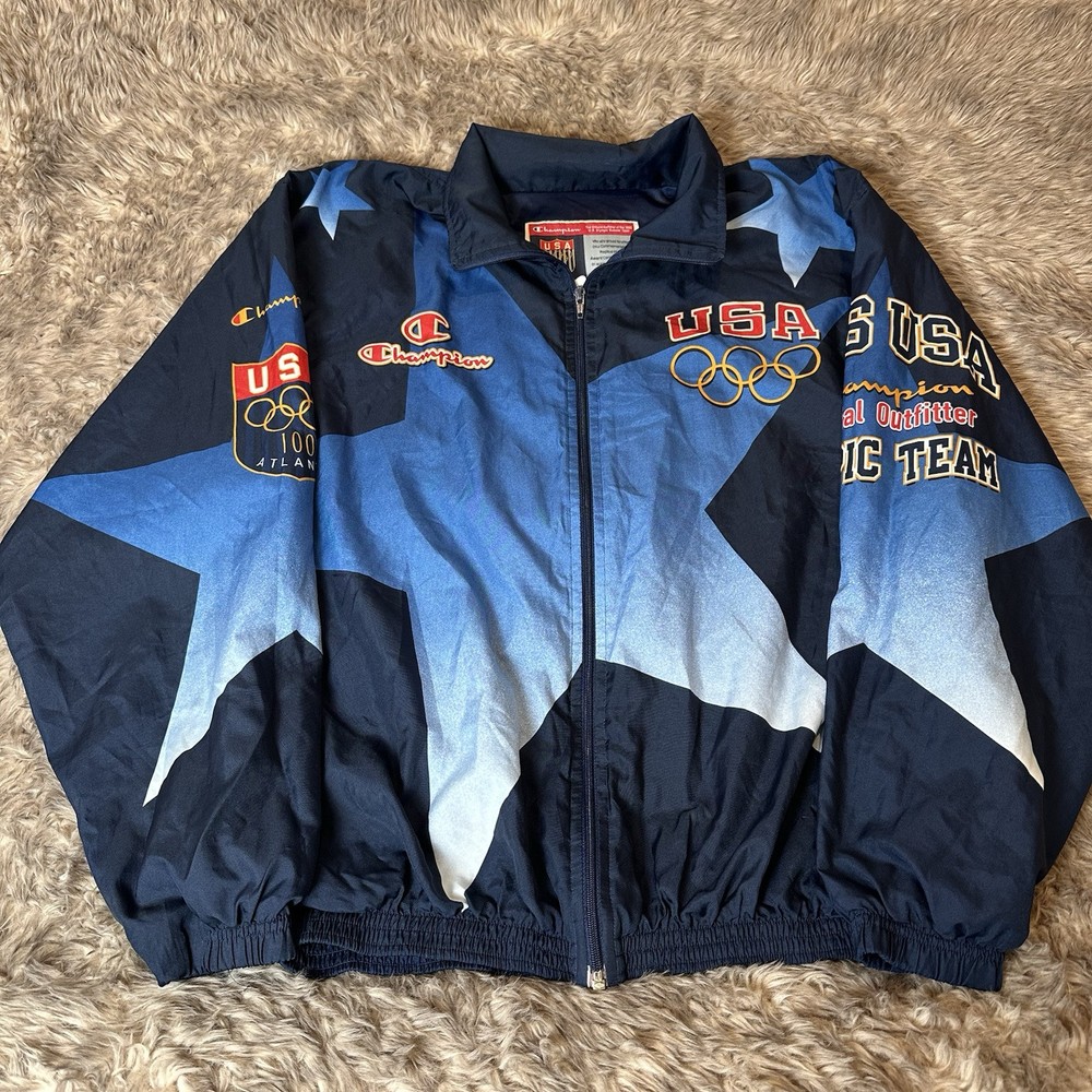 Vintage Champion 1996 Atlanta Olympics USA Summer Team Track Jacket Mens Sz XL