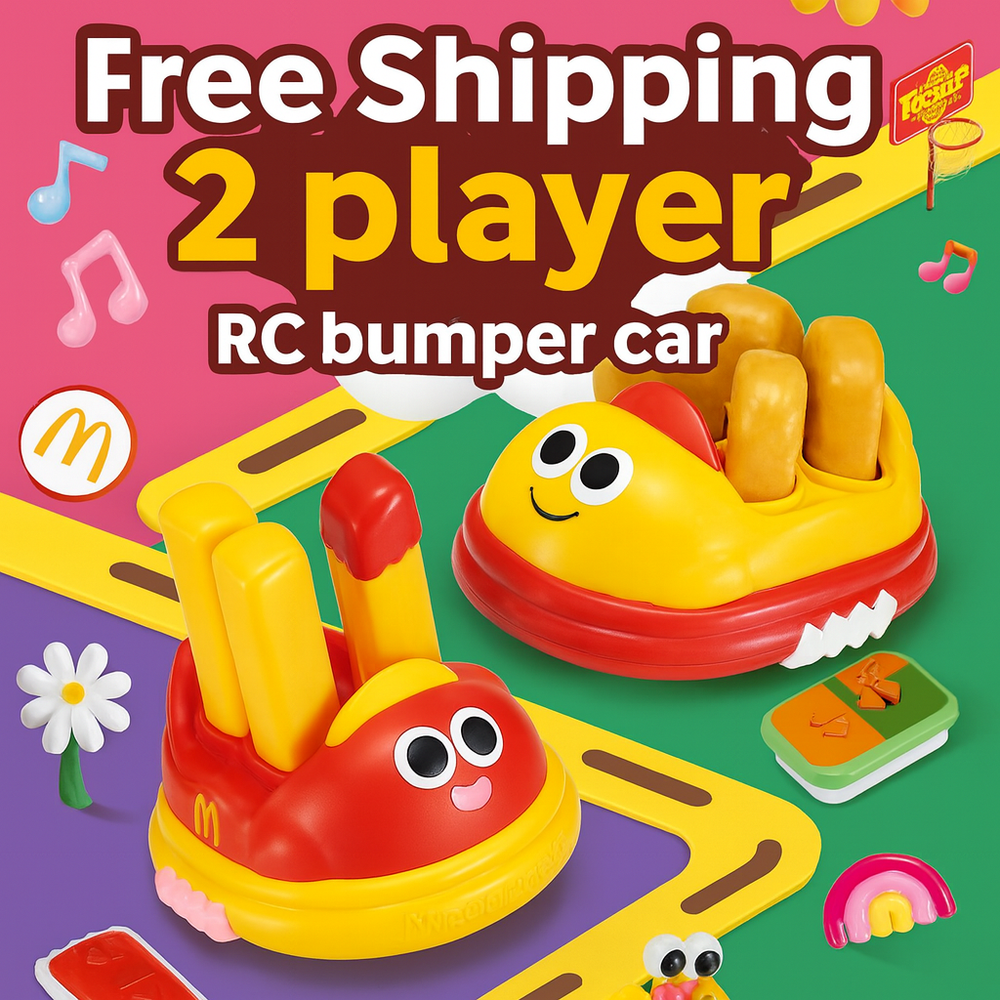 NEW McDonald's 2 Player RC Bumper Car Remote Control Toy Fries Nuggets Kids Gift