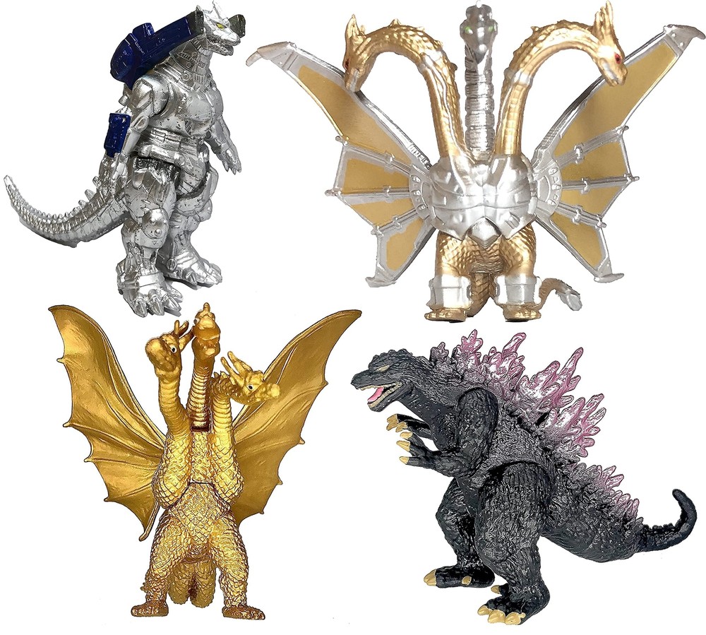 Set of 4 Godzilla Toys Movable Joint Action Figures King of The Monsters Burn...
