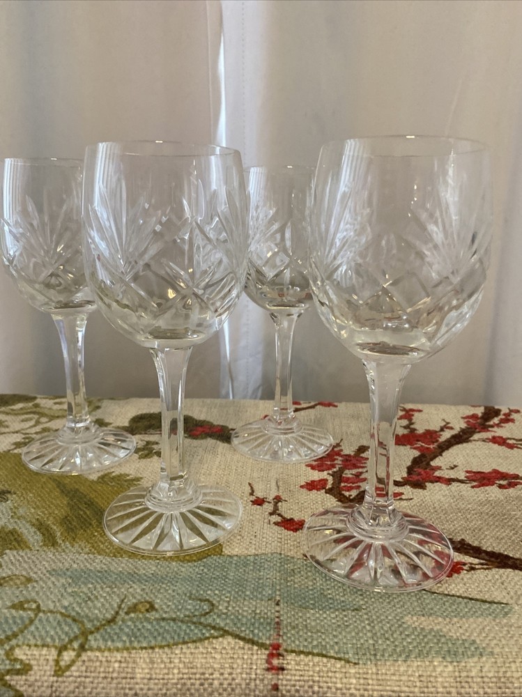 4 Waterford Crystal Claret Goblets – 7” Elegant Wine Glasses