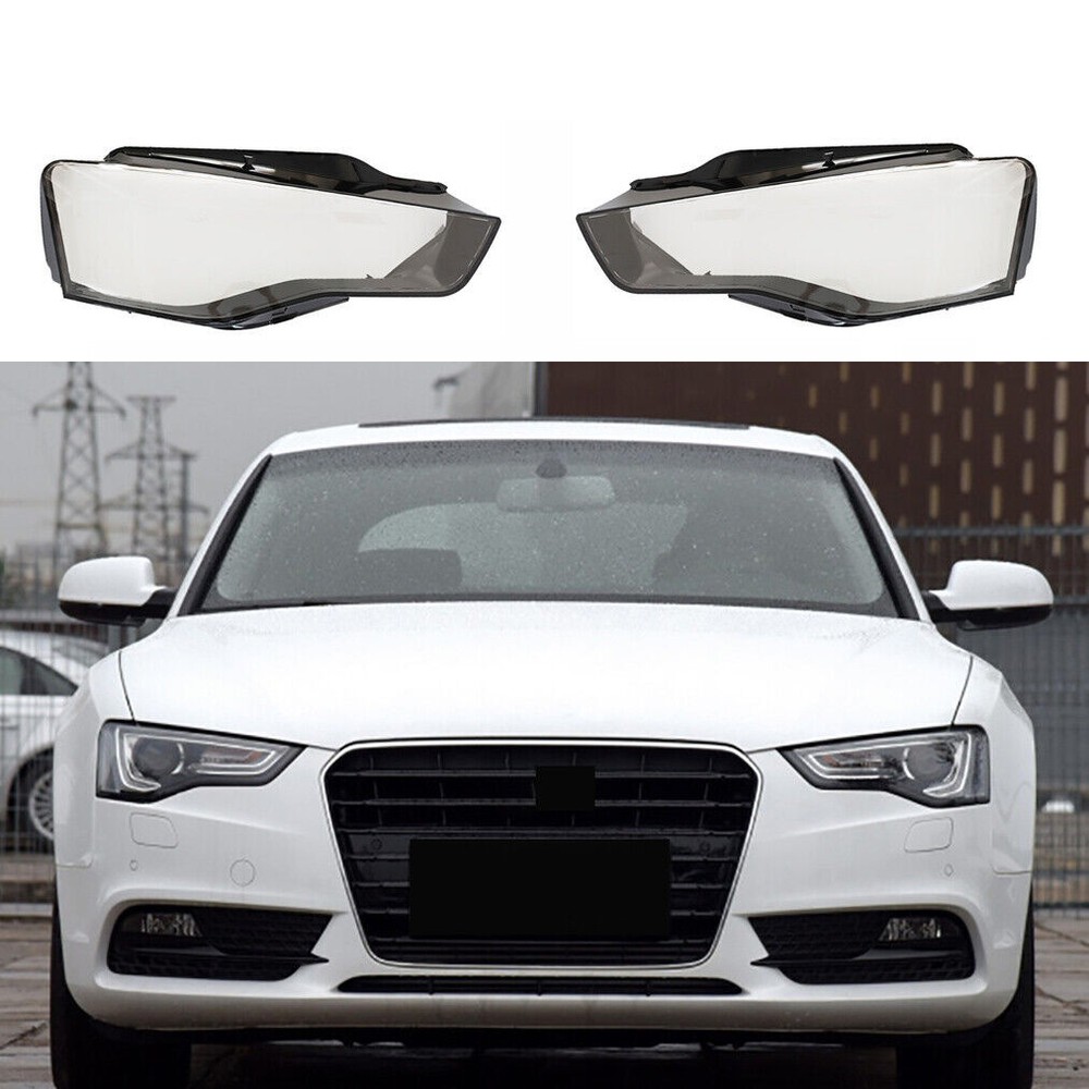 Pair of Clear Headlight Lens Cover Headlamp Shell Fits for Audi A5 2012-2016