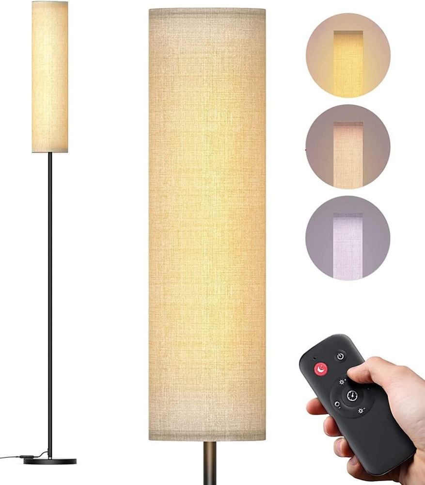 Modern LED Floor Lamp with 4 Color Temperatures & Stepless Dimmer Remote Control