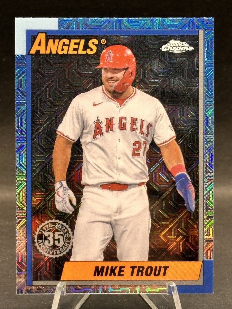 2025 Topps Series 1 Mike Trout 1990 Silver Pack Chrome Mojo T90C-54 Angels Card