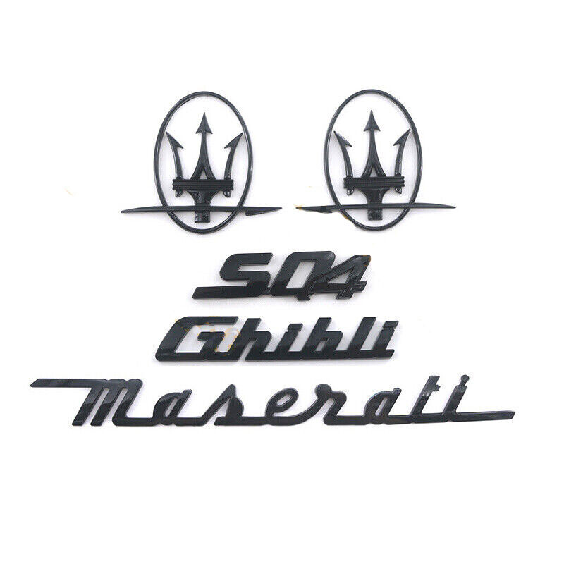SET Gloss Black Emblem Maserati Ghibli SQ4 RH&LH Side Trunk  Badge